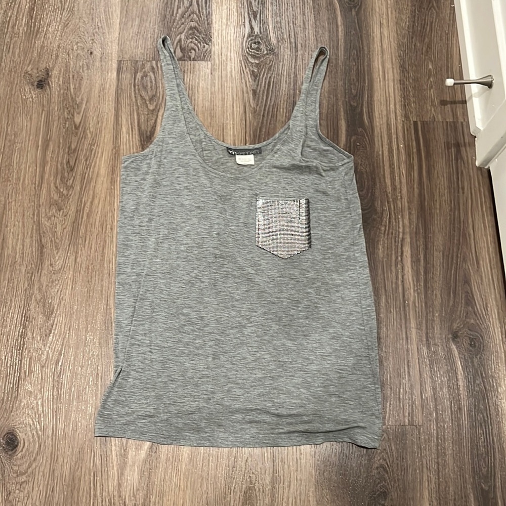 Grey Tank Top with Grey Silver Pocket